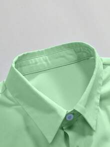 Manfinity RSRT Conjunto de camisa de manga corta y pantalones cortos de unicolor para hombres - verde menta - Ver 3