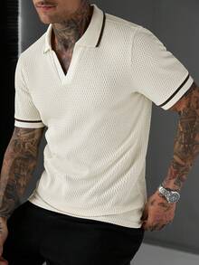 Manfinity Homme 男士夏季短袖 Polo 衫，成熟休閒風易穿搭，適合日常休閒、外出、通勤等場合 - 彩色 - 查看 5