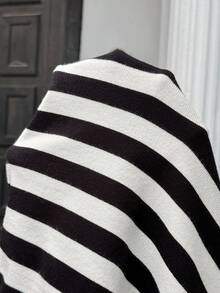 SHEIN Maternity Colorblock Striped Sleeveless Button Knit Vest,Autumn Outfit For Women - Black and White - View 10
