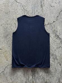 EVRINFINITE Men's Fashionable Sleeveless Top, Suitable For Summer Couple Matching Outfit Vacation. - Navy Blue - View 7