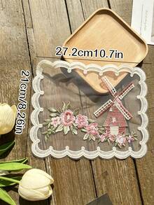 Haus Hana 1pc Vintage Lace Embroidered Doily, 3D Water-Soluble Floral Cushion, Coaster & Table Mat, Home Sofa Decor - Multicolor - View 3