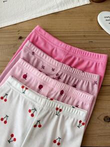 SHEIN Vintaside Kids 女嬰 0-3 歲 8 件組 春秋可愛休閒簡約外出套裝 4 件上衣與 4 件長褲 - 彩色 - 查看 7