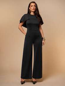Silquee Women's Frayed-Edge Fitted Elegant Mature Slip Dress, Summer Holiday Outfit, Party Office Dinner Blue Black Jumpsuit For Commuting. - Black - View 8