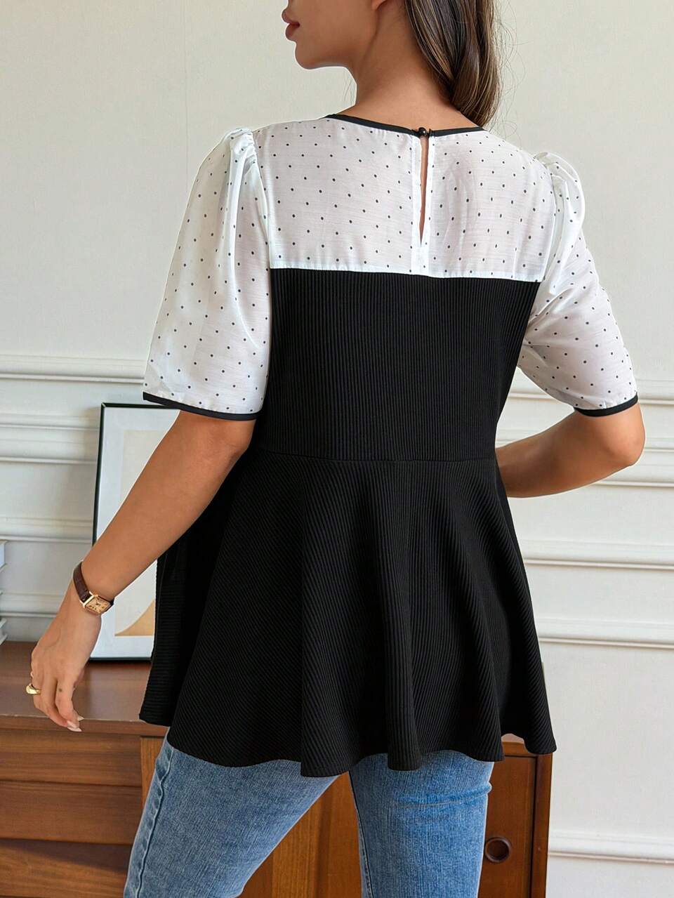Spring/Summer Colorblock Patchwork Sheer Lace Waist-Cinching Slim-Fit Flattering Versatile Elegant Maternity T-Shirt