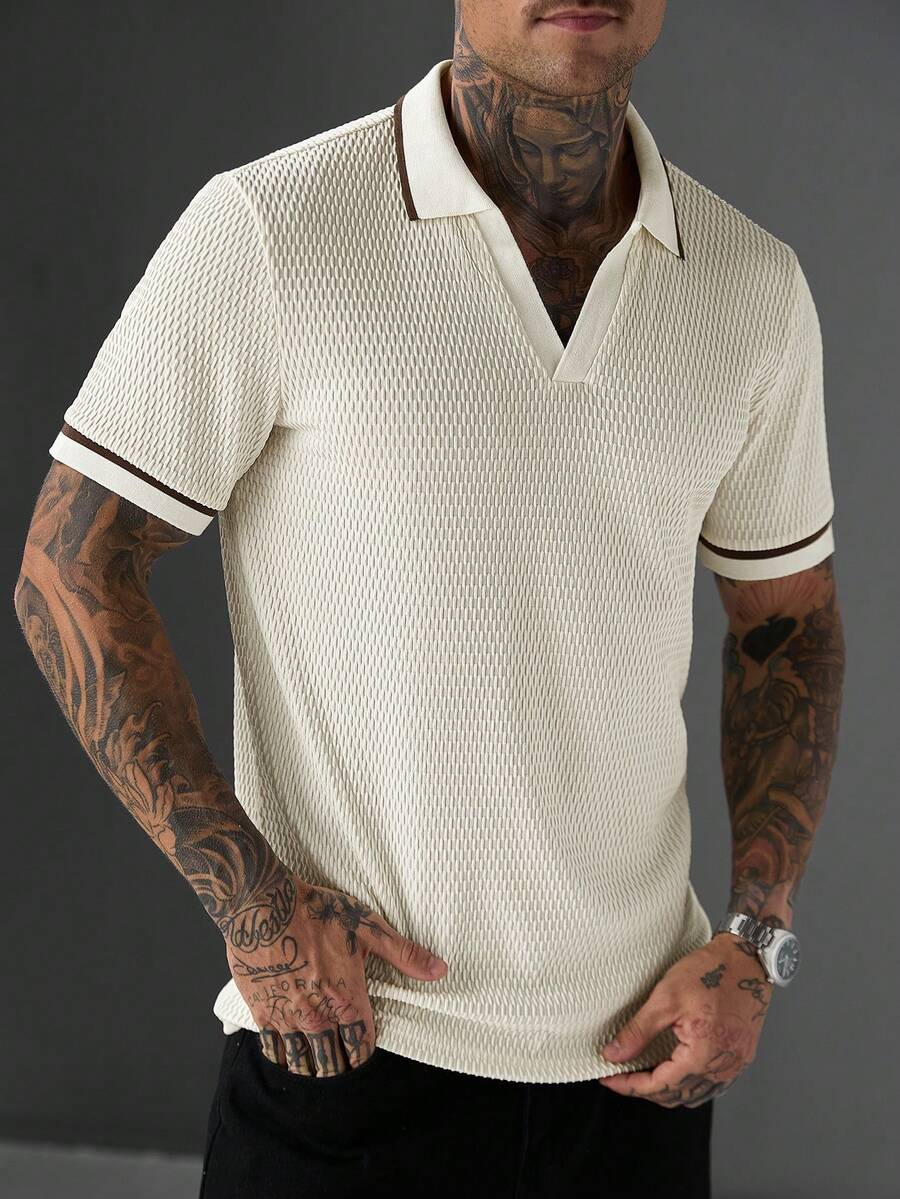 Manfinity Homme Men's Summer Short Sleeve Polo Shirt, Mature Casual Style Easy To Wear, Suitable For Daily Casual, Outings, Commuting And Other Occasions - Multicolor - View 1