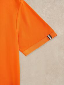 Courvante Tennis Plus Size Men's Letter Printed Casual Short Sleeve Polo Shirt - Orange - View 4