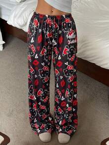 CovetEZ HELLO KITTY AND FRIENDS | SHEIN 女款休閒低腰直筒長褲，街頭風，適合日常通勤，秋冬/夏季，聖誕節 - 彩色 - 查看 2