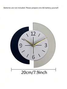 1PC  Semi-Circular Splicing Clock, Modern Simple And Personalized Creative Splicing, Home Decoration Wall Clock. Silent Clock With No Ticking Sound. - black and white - View 6