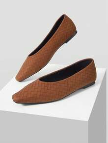 Mnmlis Simple Low Vamp Flat Bottom Commuter Flat Shoes - Brown 1 - View 4