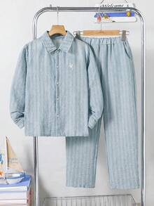 Tween Boys Striped Suits, Long Sleeve, Back To School,Co Ord - Blue - View 1