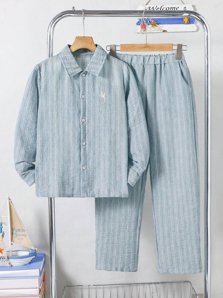 Tween Boys Striped Suits, Long Sleeve, Back To School,Co Ord - Blue - View 1