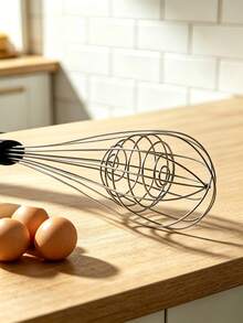 Haus Hana Pengocok Telur Manual Stainless Steel dengan Pegangan Karet dan Bola Inti, Pembuat Gelembung Susu, Pengaduk Genggam untuk Dapur, Pembuatan Dim Sum, dan Kue, untuk Rumah Tangga - Hitam - View 5