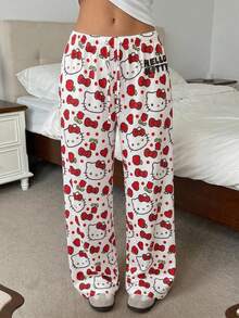 CovetEZ HELLO KITTY AND FRIENDS | SHEIN 女士休闲低腰直筒裤，女士夏季服装 - 彩色 - 查看 4