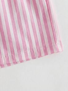 SHEIN 女童字母柠檬印花短袖T恤和短裤休闲日常穿搭 - 粉色 - 查看 6