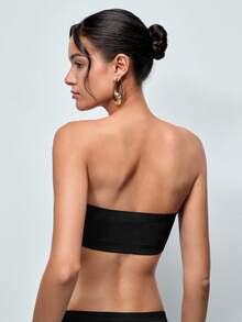 Softvol Women's Sexy Strapless Seamless Bandeau Bra, Wireless, Padless, Seamless,Backless Bra, Breathable Quick-Dry Fabric,Suitable For Dresses And Daily Wear - Black - View 2