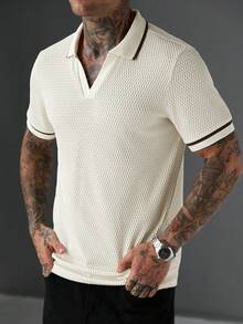Manfinity Homme 男士夏季短袖 Polo 衫，成熟休閒風易穿搭，適合日常休閒、外出、通勤等場合 - 彩色 - 查看 6