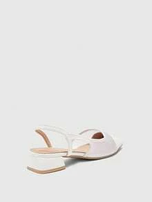 CUCCOO BIZCHIC Women's Shoes Spring And Summer Pointed Short Thick Heel White Mesh Stitching High Heel Shoes - Moonlight White - View 9