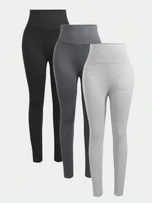 SHEIN 驚喜盒 [隨機 6 件物品，發送 3 件]青少年女孩針織純色高腰運動瑜伽單車短褲、手機包，3 件套 - 彩色 - 查看 3