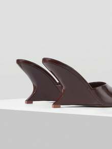 Mnmlis The New Square Toe Has A Special-Shaped Wedge Heel Design Sense, Open-Toed Fashion And Simple Temperament, And Is Versatile For Daily Commuting Parti - Brown - View 4