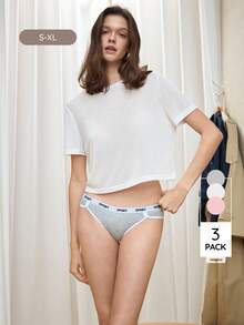 Bralution 女款字母織帶裝飾對比包邊三角內褲 - 彩色 - 查看 5