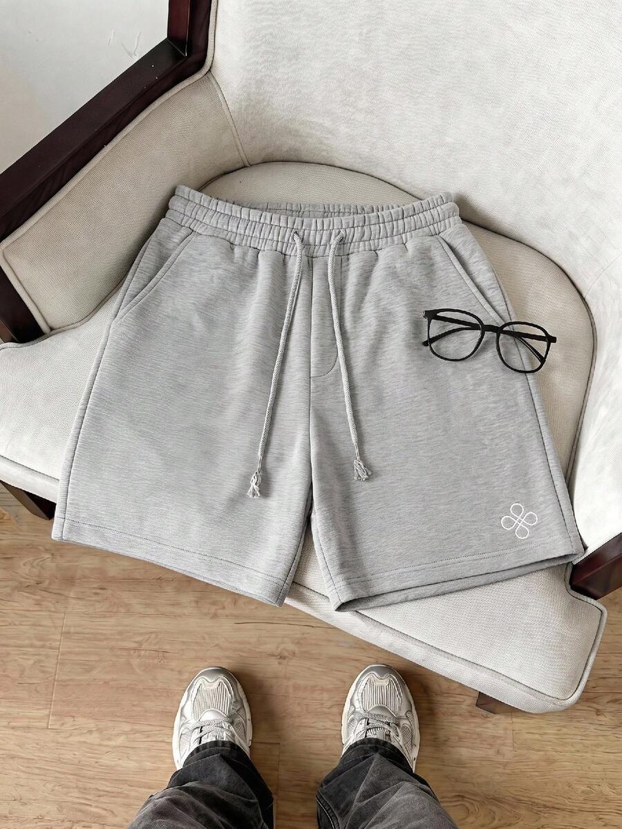 SWAVVY Casual Men's Drawstring Waist Summer Daily Shorts - Grey - View 1