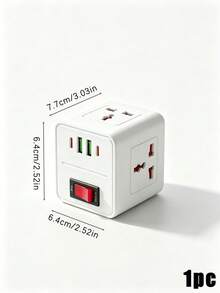 Teckwe 1個極簡白色方塊電源接線板，耐火PC塑料，3個AC插座與4個USB連接埠（2個Type-C + 2個USB-A），快速充電桌面充電站，過載保護附重置開關，省空間緊湊設計 - 白色 - 查看 8