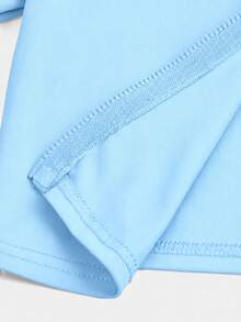 SHEIN Girlism Tween Girl NovaGlow 青少年女孩運動休閒日常針織素色開襟外套與喇叭褲套裝 - 藍色 - 查看 8