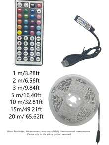 3.3FT - 65.6FT LED 燈條燈, 44 鍵遙控音樂同步 RGB LED 燈帶附遙控器, 適用於臥室、房間、家居裝飾、派對、節日 - 多色 - 查看 2