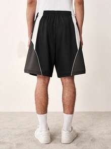TOKVUE Men's Summer Casual Color Block Patchwork Shorts - Black - View 2