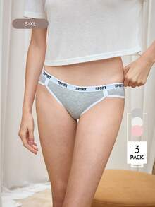 Bralution 女款字母織帶裝飾對比包邊三角內褲 - 彩色 - 查看 4