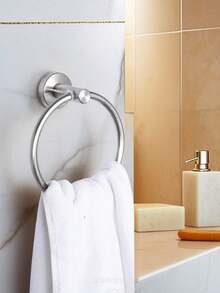 1PC Stainless Steel Bathroom Round Towel Ring, Bathroom Storage Hanging Hook, Toilet Paper Holder Bathroom Accessories Bathroom Tools - silver - View 6