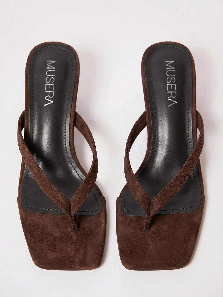 MUSERA Women's Fashion Flip-Flops Kitten And Sandals Fall Autumn - Chocolate Brown - View 1