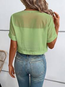 SHEIN LUNE Women's Solid Color Short Cut Jacket In Fall/Winter - Green - View 2