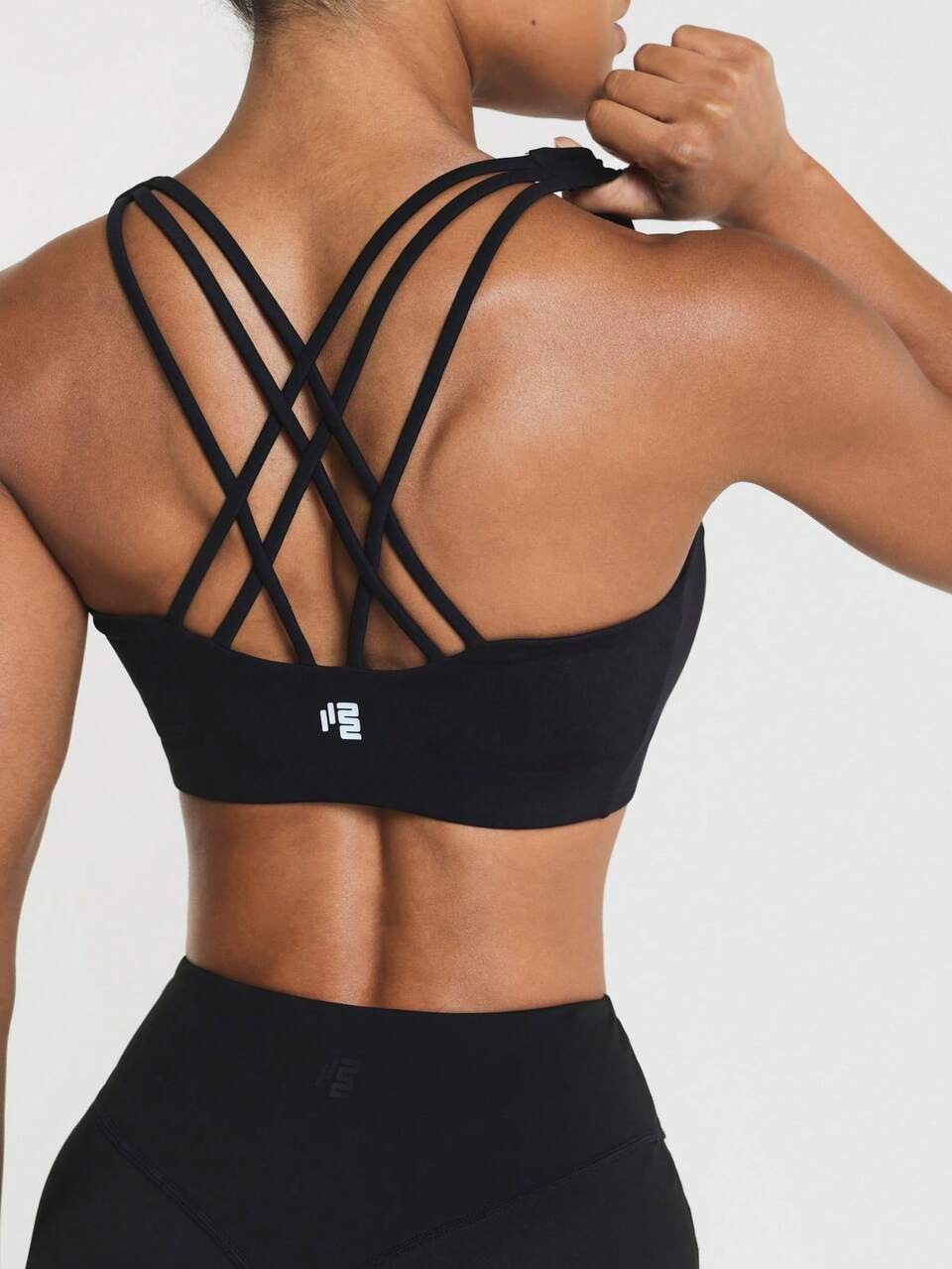 11SKNDS Strappy Crossback Zip-Front Sports Bra With Multi-Strap Detail, High Support Crop Top For Running, Yoga, And Everyday Fitness Training
