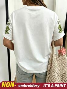 DrmWander 花卉印花圓領短袖T恤，夏季 - 彩色 - 查看 2