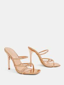 CUCCOO TILAWA Women's Fashion Sexy Electroplated Decor High Heel Sandals, Suitable For Outdoor Activities And Parties, Spring/Summer Shoes, Spring Break Easter Ball High Heels - Champagne - View 3