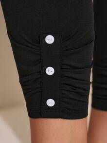 Comfylo Plus Button Detail Leggings - Black - View 2
