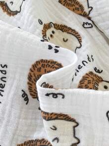 SHEIN Playful Pals 男嬰字母與卡通圖案上衣短褲套裝 - 米色 - 查看 7