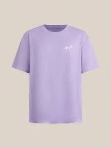 VeloEdit Plus Size Men's Casual Mountain Print T-Shirt, Summer Purple Street Wear - Pink - View 5