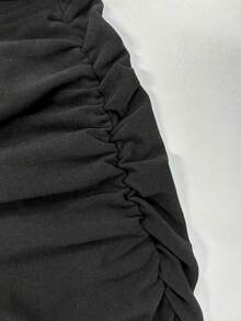 Breezaya Plus Size Solid Black High Waist Side Ruched Slim Fit Mermaid Maxi Skirt Women Summer Casual Going Out - Multicolor - View 4