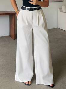 Dazy Plus Autumn New Loose Casual White Wide Leg Versatile Fun Commute Long Denim Jeans - White - View 1
