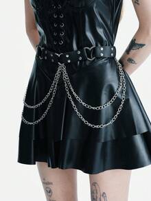 MortiRose 1件女士哥特风腰带链流苏装饰性感腰链，适合日常通勤穿搭、万圣节、圣诞派对等场合 - 黑色 - 查看 5