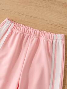 Elladie kids 女童春秋長袖長褲運動蝴蝶結緞帶手工蝴蝶結刺繡針織運動衫兩件套，適合日常通勤休閒穿著 - 粉色 - 查看 10