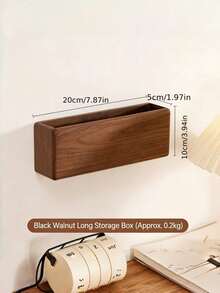 1PC Small Solid Wood No Drill Wall Mounted Storage Box Remote Control Holder Phone Charging Stand Natural Home Organizer For Living Room Trending Floating Shelves - multicolor - View 9
