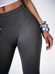 Denimoi Legging Stirrup Pinggang Tinggi Seksi, Bawahan untuk Acara Klub GNO, Busana Malam Perempuan untuk Konser - Dark Grey - View 5