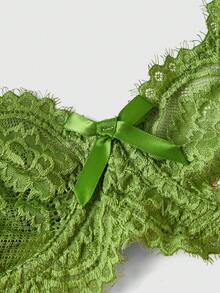 ROMWE Goth Lace Floral Underwire Triangle Cup Bra - Green - View 3
