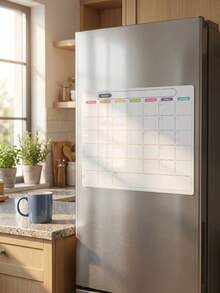 Zazumi 1PC Magnetic Weekly Monthly Planner Board, Flexible Soft Magnet With Grid Calendar Layout, Dry Wipe Reusable Writing Surface For Scheduling, Memo Board For Fridge Metal Surfaces To Track Daily Tasks And Household Plans. - multicolor - View 1