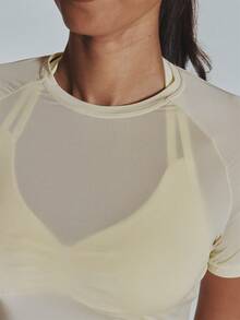 Musera Sport Butter Yellow Super Light Weight Fitted Short Sleeve Fitted Active Top Gym Cute Pilates Fitness Daily - Light Yellow - View 6