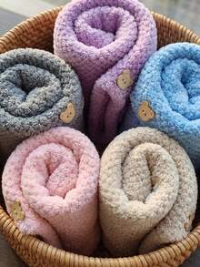 1pc Coral Fleece Thickened Hair Drying Hat, Cute Head Wrap Bath Cap, Quick Drying Hair Towel For Home Use, Suitable For Daily Life Hair Sleep Cap Sleep Bonnet - Multicolor - View 2