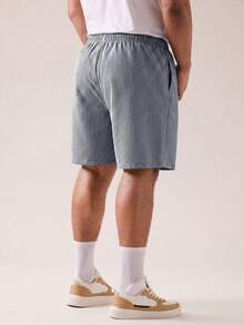 Manfinity RebelGame Men's Plus Size Striped   Casual Daily Shorts - Grey - View 2